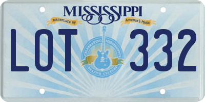 MS license plate LOT332