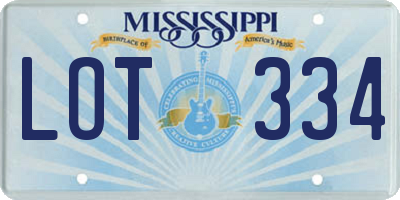 MS license plate LOT334