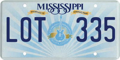 MS license plate LOT335