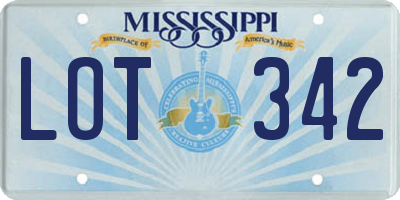 MS license plate LOT342