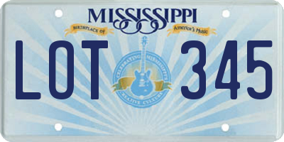 MS license plate LOT345