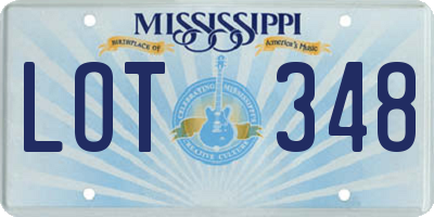 MS license plate LOT348