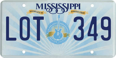 MS license plate LOT349