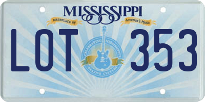 MS license plate LOT353