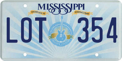MS license plate LOT354