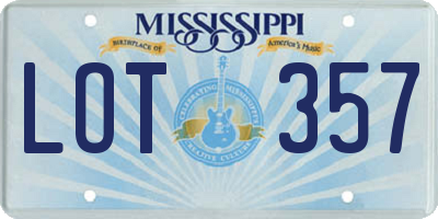 MS license plate LOT357