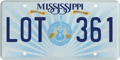 MS license plate LOT361