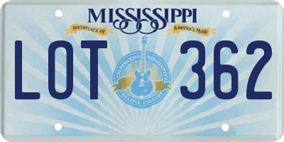 MS license plate LOT362