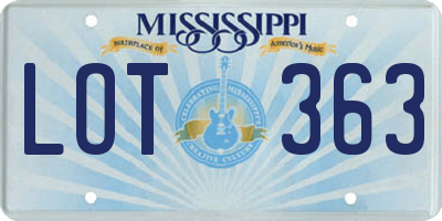 MS license plate LOT363