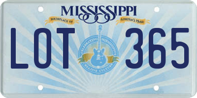 MS license plate LOT365