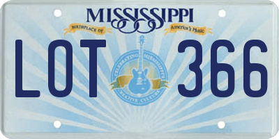 MS license plate LOT366