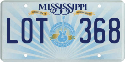 MS license plate LOT368