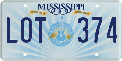 MS license plate LOT374