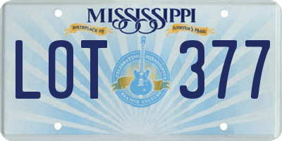 MS license plate LOT377
