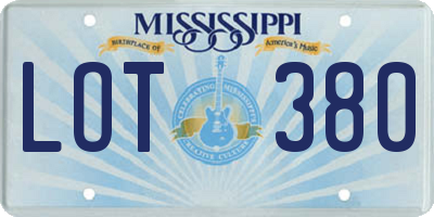 MS license plate LOT380
