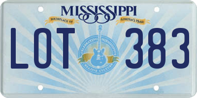 MS license plate LOT383