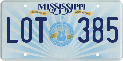 MS license plate LOT385