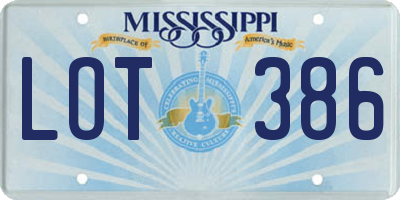 MS license plate LOT386
