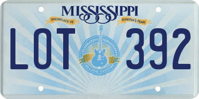 MS license plate LOT392