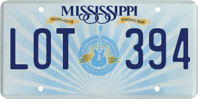 MS license plate LOT394