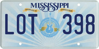 MS license plate LOT398