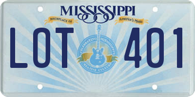 MS license plate LOT401