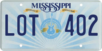 MS license plate LOT402