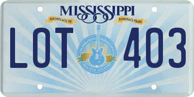 MS license plate LOT403