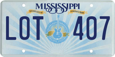 MS license plate LOT407