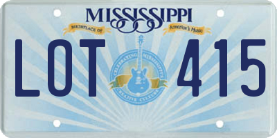MS license plate LOT415
