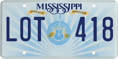 MS license plate LOT418