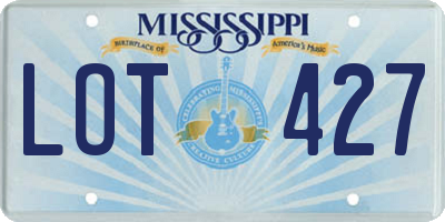 MS license plate LOT427