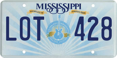 MS license plate LOT428