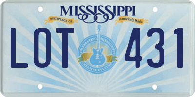 MS license plate LOT431