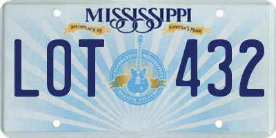 MS license plate LOT432