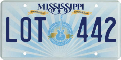 MS license plate LOT442