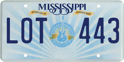 MS license plate LOT443