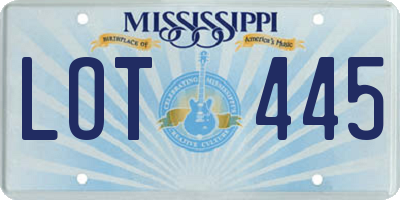 MS license plate LOT445