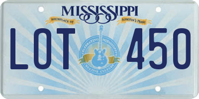 MS license plate LOT450