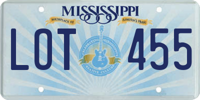 MS license plate LOT455
