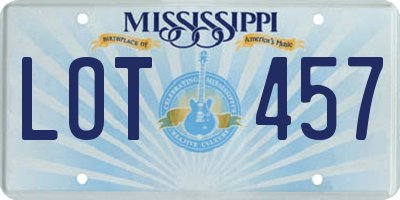 MS license plate LOT457