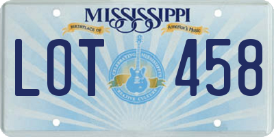 MS license plate LOT458