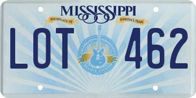 MS license plate LOT462
