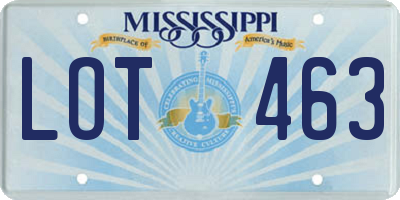 MS license plate LOT463