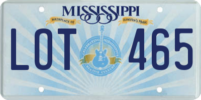 MS license plate LOT465