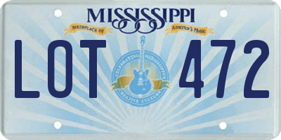 MS license plate LOT472
