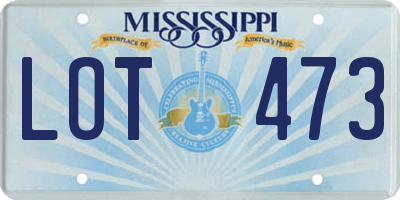 MS license plate LOT473