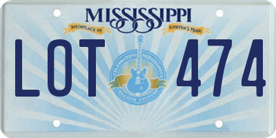 MS license plate LOT474