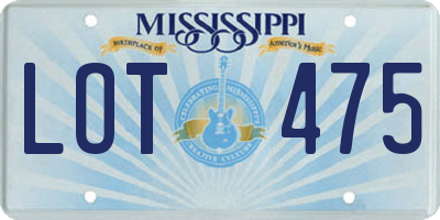 MS license plate LOT475