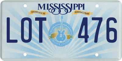 MS license plate LOT476